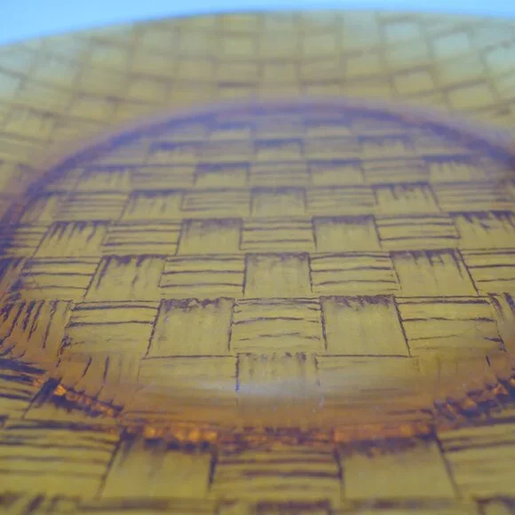 France Amber Color Glass Wicker Pattern 9 Inch Plate - Picture 7 of 8